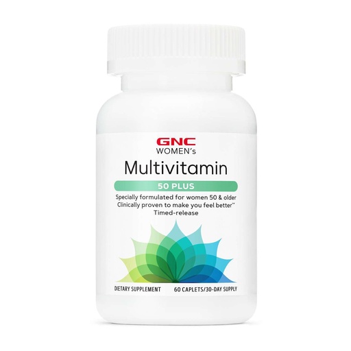 [BRSWYZA7BUFBS3TO] GNC Women's Multivitamin 50 Plus, Supports Bone, Eye, Memory, Brain and Skin Health with Vitamin D, Calcium and B12, Helps Increase Energy Production, 60 Caplets