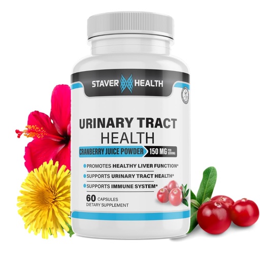 [BRSROZQ2OYFQEFIU] Urinary Tract Health, Cranberry Pills for Women, D Mannose 1000mg Capsules - Dandelion Herb Supplement - Helps Women Health, 60 CT