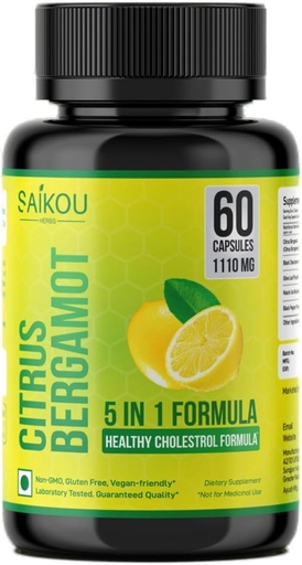 [BRSRA2YECMMRG3TH] Citrus Bergamot 1110mg - 25:1 Extract - supliment de mare potenta cu Black Choke Berry, Niacin, Olive Leaf & Black Pepper Extract - Vegan - 60 capsule