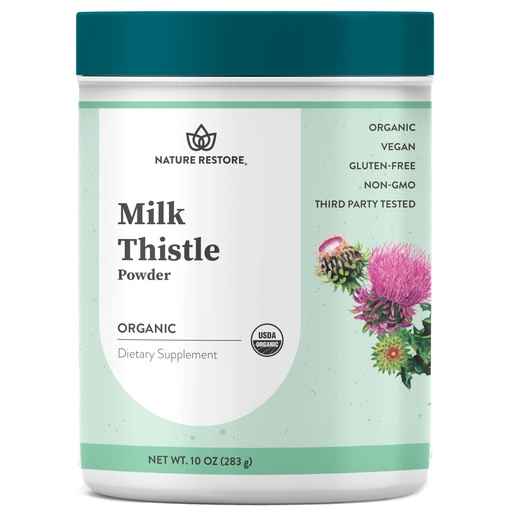 [BRSWKEIGAF7RMC3E] Nature Restore USDA Certified Organic Milk Thistle Seed Powder, 10 Ounces, Packaged in California