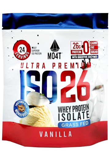 [BRSRAAATCAHRSHYZ] ISO26 Grass Fed Whey Protein Isolate with no Artificial sweeteners. Naturally Sweetened with Monk Fruit, 1.6 Pounds, 24 Servings, Vanilla