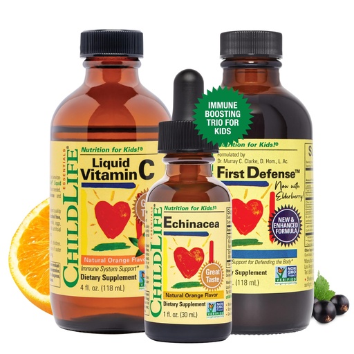 [BRSWK2YHDJ7R2YDM] CHILDLIFE ESSENTIALS Immune Support 3-Pack - Liquid Vitamin C, First Defense, and Echinacea - Immune Boosting Supplements for Infants, Toddlers, and Kids