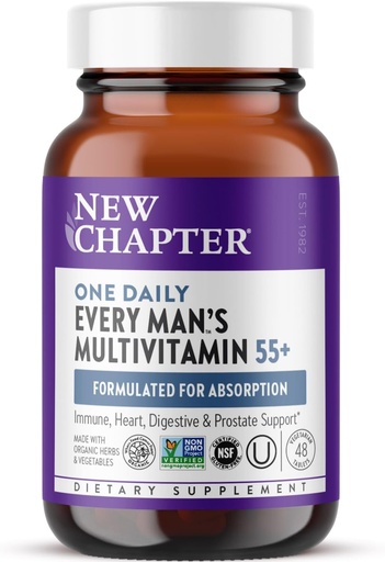 [BRSWECQOPIMWACL6] Nuovo Capitolo Multivitamina Uomo 50 Plus per cervello, cuore, digestivo, prostata e supporto immunitario con 20+ Nutrienti + Astaxanthin - Ogni uomo One Daily 55+, Gentle on The Stomach - 48 ct