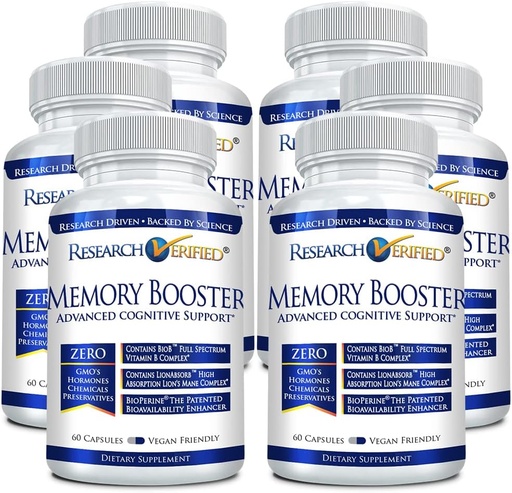 [BRSW2EL7AB4GC237] Forskning Bekreftet hukommelse Booster - Nootropic Supplement - Forbedre kognisjon og minne - Lion's Mane, Ginkgo Biloba, BioPerine - 6 måneders forsyning - Ikke-GMO - laget i USA