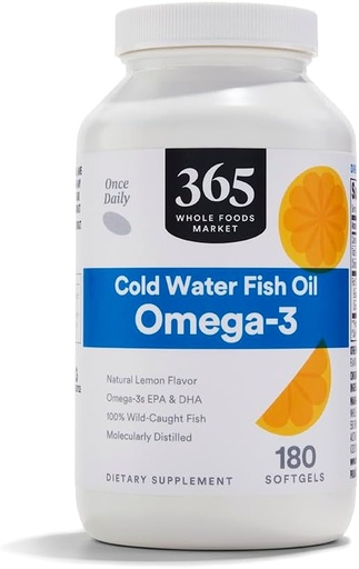 [BRSWGZQCB4FBGGQY] 365 by Whole Foods Market, Omega-3 Lemon, 180 ct