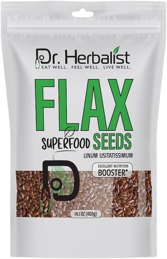 [BRSW2CT3OUIWA3L3] Dr. HERBALIST Flax Seeds 400g,Linum Usitatissimum,Alsi Seeds,Super Food, Essential Omega Fatty Acids, High in Plant-Based Protein, and Fiber, for Smoothies, Baking, for Easy Digestion and Absorption