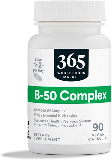 [BRSWGZQBOYIGA3QY] 365 av Whole Foods Market, vitamin B-50 Complex, Vegan, 90 kapslar