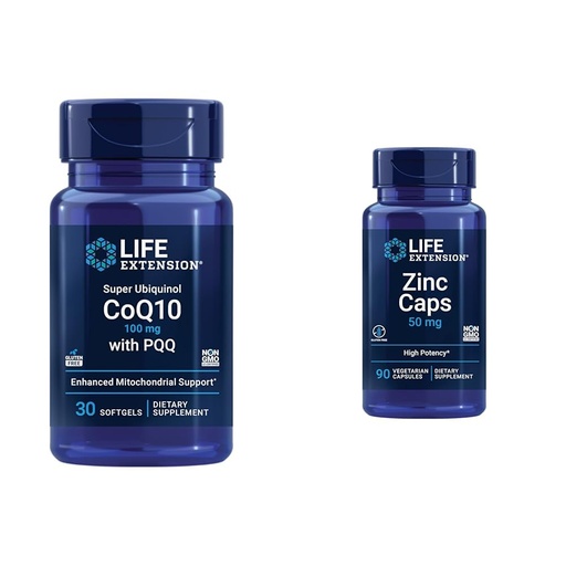 [BRSROCQPOQAWGHT5] Life Extension Super Ubiquinol CoQ10 with PQQ, CoQ10, PQQ, shilajit, Heart Health & Zinc Caps, zinc 50 mg, zinc Citrate, Support The Body's Immune defenses