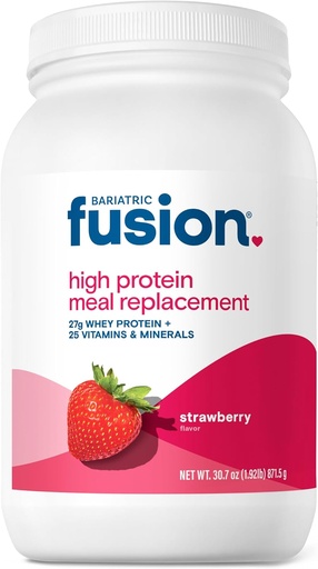 [BRSWKFA6CF4QC3QV] Баріатрична Fusion Strawberry Meal Заміна 27г Білок Порошок, 21 Сервінг Туб для Bariatric Хірургія Хворих, включаючи шлунково-кишковий об'єм і рукав Gastrectomy - Ні клейковина, Аспартам або цукор