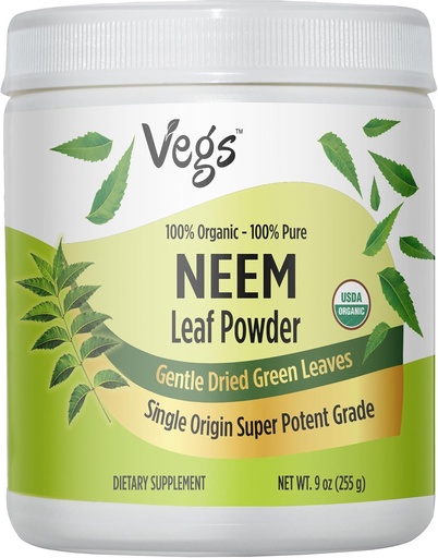 [BRSROAQ5O4HQOC36] Organic Neem Leaf Powder - Freeze Dried True Green Neem Leaves Powder - Apoia o crecemento do cabelo, Skin & Gut Health, limpeza, inmunidade - 9 oz