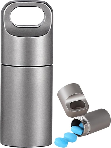 [BRSRAYARDIJQKDTA] Small Keychain Pill Holder,304 Stainless Steel Portable Pill Case Organizer for Travel,Waterproof Pocket Pill Container Medicine Box for Purse Men (Mini Pill Case), Silver