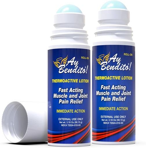 [BRSWGEABOQIQICLD] Ay Bendito! Thermoactive Lotion for Faster Pain Relief on Joints and Muscle Function - 3.18 oz Roll-on - Two Pack