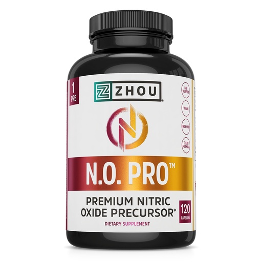 [BRSWGYAFAF7Q2FLJ] Zhou N.O. Pro - Premium Nitric Oxide Supplement for Men & Women, Heart, Muscle & Blood Support with Beet Root & L Arginine, Natural Nitric Oxide Booster - 120 Veggie Capsules