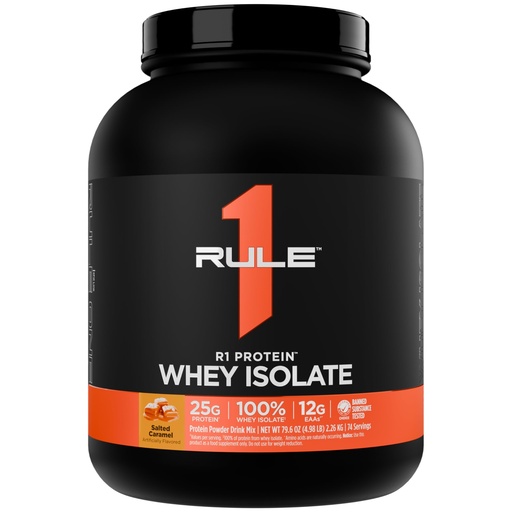 [BRSW2ALRBEMWC3DF] Rule 1 Proteins R1 Protein Whey Isolate - with 25g Protein & 6g BCAA Exclusively from Isolated & Hydrolyzed Sources for Workout Recovery (5 Pounds, Salted Carmel)