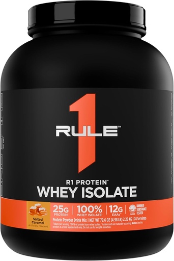 [BRSW2ALRBEMWC3DF] Rule 1 R1 Protein Whey Isolate - with 25g Protein & 6g BCAA Exclusively from Isolated & Hydrolyzed Sources for Workout Recovery (5 Pounds*, Salted Carmel)
