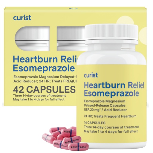[BRSW2ZIPCVYGOAL3] Curist Esomeprazole 20mg Capsules Delayed-Release - Acid Reflux Medicine for Heartburn Relief - 42 Count Capsules - Acid Reflux Relief
