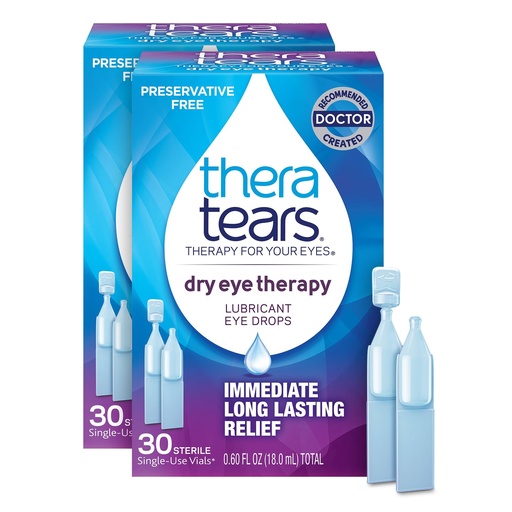 [BRSW22T5OEPGY2TV] TheraTears Dry Eye Therapy Eye Drops for Dry Eyes, Preservative Free, 30 Vials, 2 Pack
