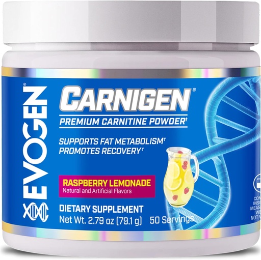 [BRSWYZYNAUBBUYAY] Evogen Carnigen - Premium Carnitine Powder - 支持脂肪代谢并推广恢复 – 兴奋剂-无L Carnitine 补充矩阵 与乙酰L-Carnitine → Raspberry Lemonade → 50 服务