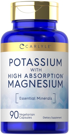 [BRSRAYIEAB7QICDL] Carlyle Potassium Magnesium Supplement | 90 Capsules | High Absorption | Vegetarian, Non-GMO & Gluten Free