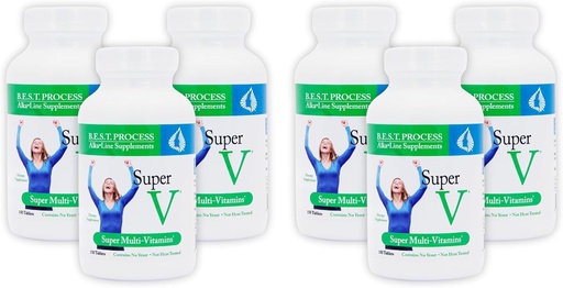[BRSW2AYPCF7RAEQ3] SuperV (6 Pack) Best Process AlkaIine — Energizing & Detoxifying Multivitamin — Vitamins & Minerals with Digestive Enzymes, Superfoods and Herbs