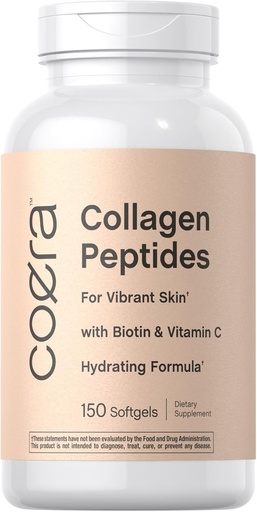 [BRSRMCYLOF7WCCQ7] Horbäach Collagen Peptide Pills | 150 Softgel Capsules | for Vibrant Skin | Biotin & Vitamin C | Grass Fed, Non-GMO, Gluten Free Supplement | Coera