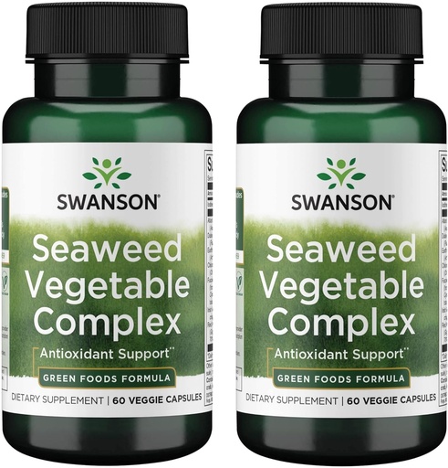 [BRSWIZAQOMBGACT6] Swanson Seaweed grønnsaker kompleks 60 Veg Kapsler (2 pakke)