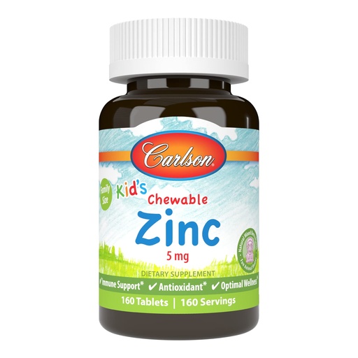 [BRSWYBQLOUGWG3YZ] Carlson - Kid's Chewable Zinc, 5 mg, Health Support, Natural Mixed Berry Flavor, 160 Tablets