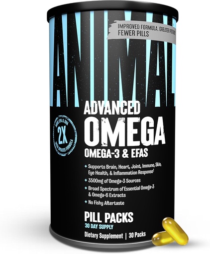 [BRSWIYYLBBYAC2Q3] Animal Advanced Omega 3 Fatty Acids - 3500mg EPA DHA Fish Oil Omega 3 Supplement for Women & Men High Potency Blend with CLA GLA ALA for Brain Skin Eye Immune Joint Health 30 Pill Packs