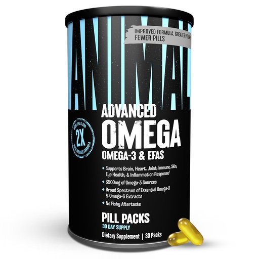 [BRSWIYYLBBYAC2Q3] Animal Advanced Omega 3 Fatty Acids - 3500mg EPA DHA Fish Oil Omega 3 Supplement for Women & Men High Potency Blend with CLA GLA ALA for Brain Skin Eye Immune Joint Health 30 Pill Packs