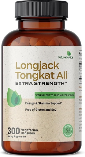 [BRSROYANOUCBMHY3] Futurebiotics Longjack Tongkat Ali Extra Strength Energy & Stamina Support - Не-ГМО, 300 вегетарианских капсул