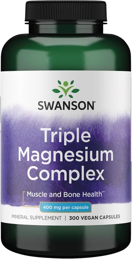 [BRSWGFDQPMHQG2D6] Complejo Triple de Magnesio Swanson - Suplemento Magnesio para Cerebro, Energía, Hueso, Estrés, Muscle &amp; Sleep Support* - Contiene Magnesio Aspartate, Citrate & Oxide - 300 cápsulas Vegan
