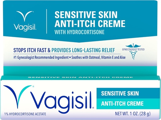 [BRSWKED5CQNG2DLK] Vagisil Feminine Anti-Itch Cream for Women, Sensitive Skin Formula with Hydrocortisone, Helps relieve Yeast Infection Irritation, Gynecologist Tested, Soothes & Cools, 1oz (Pack of 1)
