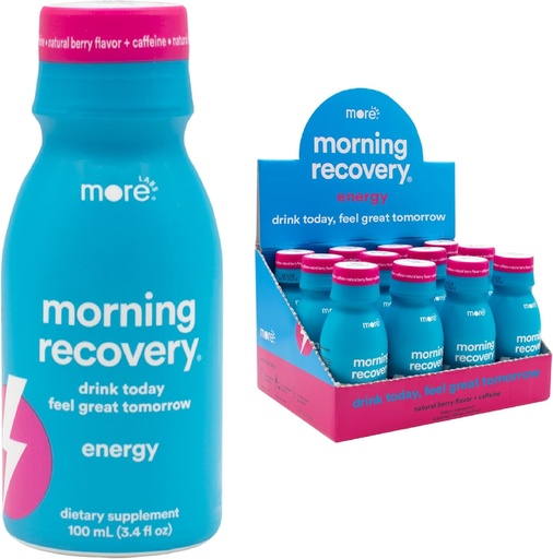 [BRSRMYI2OR6AYD37] Morning Recovery, Electrolyte with Energy, Milk Thistle Drink Proprietary Formulation to Hydrate While Drinking, Highly Soluble Liquid DHM, Non GMO, Vegan, Gluten-Free, Berry, Pack of 12