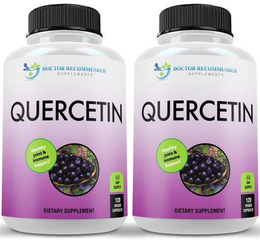 [BRSWYBAPCAPRA334] DOCTOR RECOMMENDED SUPPLEMENTS Quercetin 1000mg Per Serving - Vitamin Supplement, (Vegan | Non-GMO) (120 Veggie Capsules, Pack of 2)
