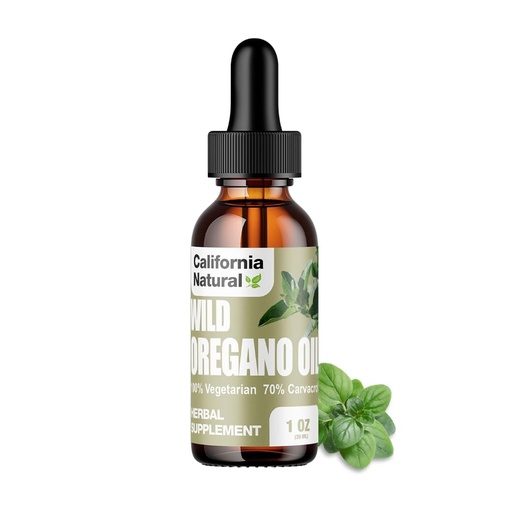 [BRSWYZYYBUPREAA4] Wild Oregano Oil 1oz Bottle - California Natural - Immune System & Digestive Support - Promote Gut Health & Healthy Digestion - 100% Vegetarian - 70% Carvacrol - Herbal Supplement - 1oz