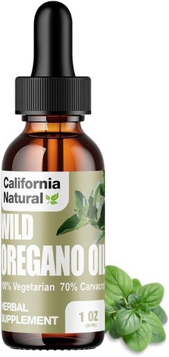 [BRSWYZYYBUPREAA4] Wild Oregano Oil 1oz Bottle - California Natural - Inmune System & Digestive Support - Promover Gut Health & Digestion saudable - 100% vexetariano - 70% Carvacrol - Suplemento herbario - 1oz