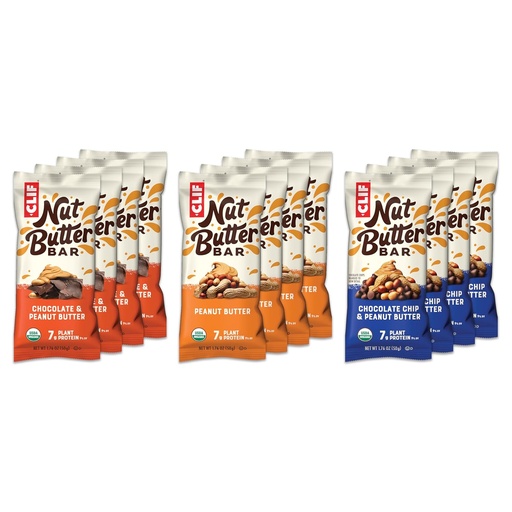 [BRSRAHA5DEMRYA32] CLIF บัตเตอร์บาร์ - Variety Pack – Cutific Tezen Barts - Not-GMO - USDA Organic - based - ต่ํา Glycemic - 1.76 Oz. (12 เคานต์)