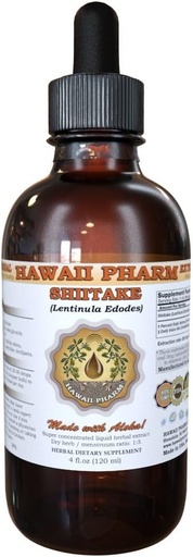 [BRSWIGIFAQNWGCAV] Shiitake Liquid özü, Organic Shiitake (Lentinula Edodes) Tincture, Herbal Supplement, Hawaii Pharm, ABŞ, 4 fl.oz