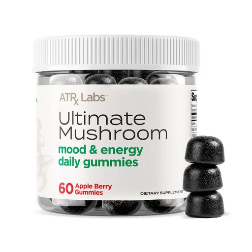 [BRSROAQDCV6RQYDG] Ultimate Mushroom Daily Gummies - Mushroom Gummies with Cordyceps, Lion’s Mane, and Reishi, Plus Huperzine A & L-Theanine, May Improve Mood and Energy, Apple Berry Flavor, 60 Count