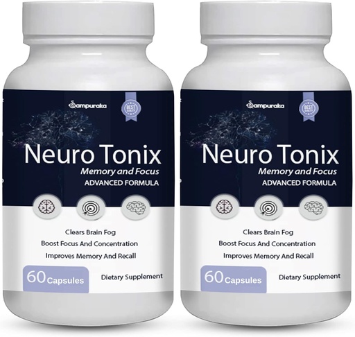 [BRSRMAQ7DMMGMDLH] Neuro Tonix Formula aurreratua Memoriarako eta Fokurako Osagarria - 2 pakete NeuroTonix 120 kapsulak (Pills)