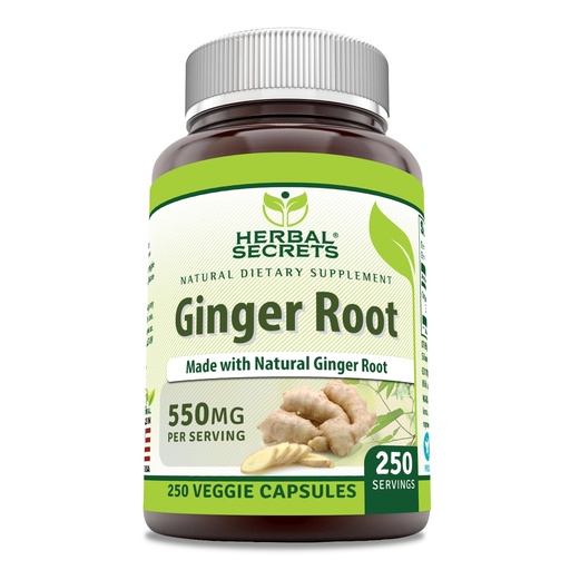 [BRSROFL3BF7GCDQV] Herbal Secrets Ginger Root Supplement | 550 Mg Per Serving | Veggie Capsules | Non-GMO | Gluten Free | Made in USA (1 Pack, 250 Count)