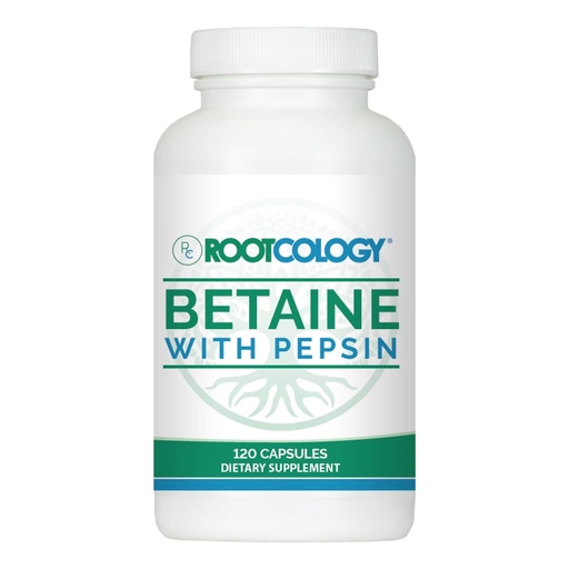 [BRSWG2YOO4FAADTV] Rootcology by Dr. Izabella Wentz | Betaine with Pepsin | 750mg Betaine HCl with 50mg Pepsin for Digestion Support | 120 Capsules