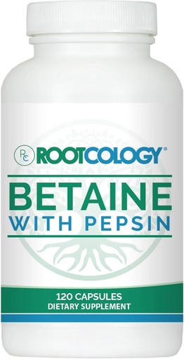 [BRSWG2YOO4FAADTV] Rootcology by Dr. Izabella Wentz ANTE Betaine with Pepsin TEN 750mg Betaine HCl with 50mg Pepsin for Digestion Support ← 120 Capsules