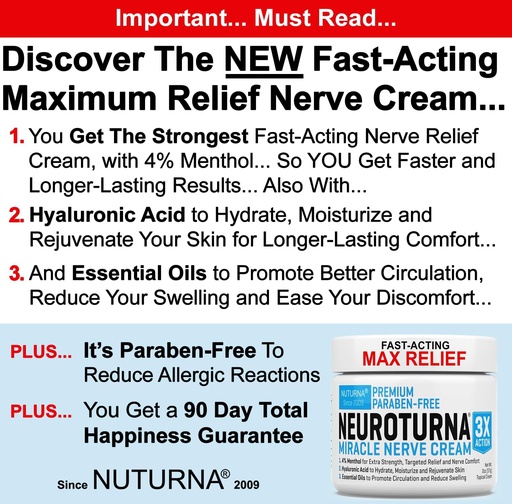 [BRSROGIHBYNBMG35] Crema de Alivio Nerve para Neuropatía - Premium Nerve Cream 3X Acción para el Alivio Blanco y Nerve Comfort - Fuerza máxima con 4% Menthol, Arnica, MSM para Manos de Pie Legs Toes > Volver - 2 Oz