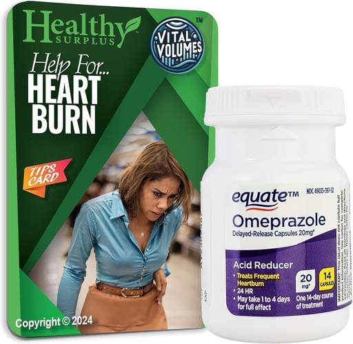 [BRSRAZYZBUNRO3TD] Healthy Surplus Equate Omeprazole 20mg 14-Day Course of Treatment and Vital Volumes Tips Card Bundle