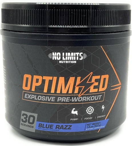[BRSW2CYRCANWEFDP] "Optimisert" Blå Razz Pre-Workout pulver / Massive pumper / Øk muskelmasse, styrke og fokus / Beta Alanine + L-Citrulline + Betaine Anhydrous + Kreatin + Koffein Anhydrous / 30 Serveringer