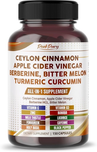 [BRSRAZQLOIHWG336] Ceylan Cinnamon Pomme Cider Vinegar Berberine Bitter Melon - Fabriqué aux États-Unis