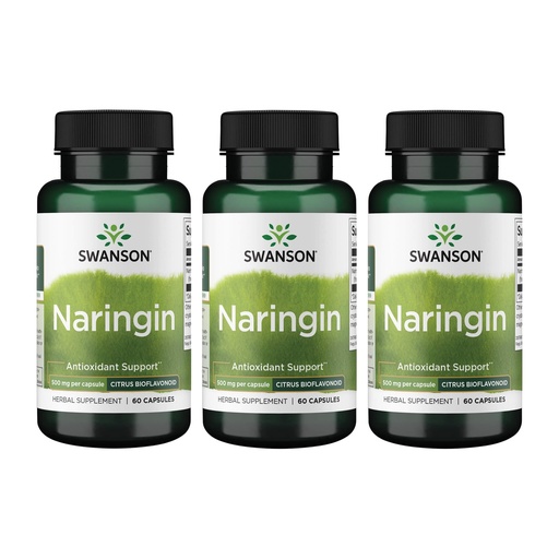 [BRSWGZIBDJ7Q42D7] Swanson Naringin Citrus Bioflavonoid Antioxidant Supplement for Adults Seeking Enhanced Vitamin C Benefits - 500 mg (60 Capsules, 3 Pack)