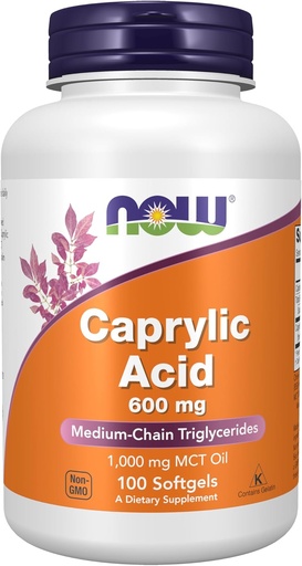 [BRSWIYYICQPBO3LC] Şimdi Gıdalar Tamamlar, Caprylic Acid 600 mg, MCT (Medium-Chain Triglycerides), 100 Softgels