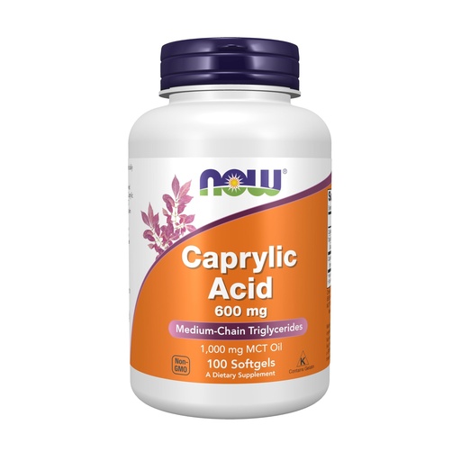 [BRSWIYYICQPBO3LC] NOW Foods Supplements, Caprylic Acid 600 mg, MCT (Medium-Chain Triglycerides), 100 Softgels